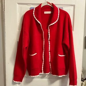 Like new , Velvet Fleur sz L. Soft acrylic red n white sweater. Near perfect ,